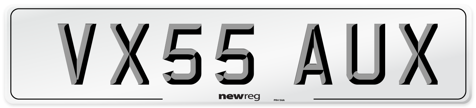 VX55 AUX Number Plate from New Reg